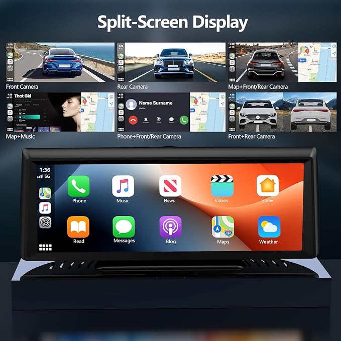 8.1" Portable Wireless Carplay Car Stereo, Apple CarPlay & Android Auto, 2K Built-in Dash Cam, 1080P Backup Camera, Plug & Play Touchscreen with Offline GPS Navigation, Bluetooth 5.2 for Truck SUV RV