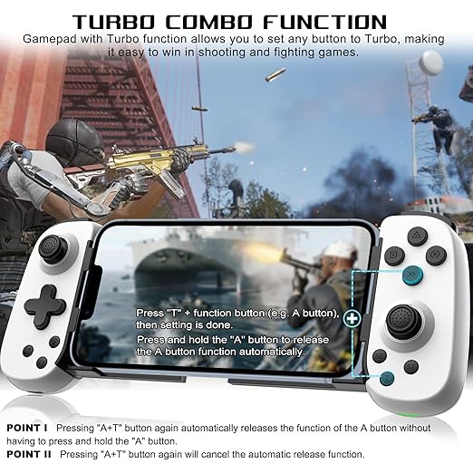 arVin Mobile Game Controller for iPhone/iPad/Android/Samsung/Tablet/PC/Switch/PS3/PS4, Wireless Gamepad Joystick with Turbo/6-axis Gyro/Vibration, Play Xbox Cloud Gaming/PS Remote Play/Steam Link