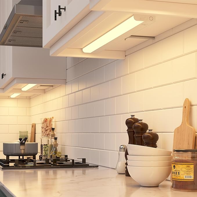 GETINLIGHT 30-inch Hardwired Only 3 Color LED Under Cabinet Lighting, Selectable 3000K/4000K/5000K, Dimmable, Matte White Finished, ETL Listed, IN-0201-14-WH-345K