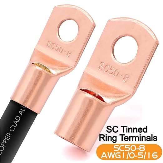 40FT 0 Gauge Wire,1/0 Battery Cable Copper Clad Aluminum,20pcs Lugs Terminal Connectors with 3:1Heat Shrink Tube (40FT Wire+Cutter)