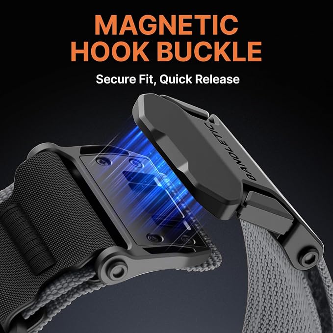 Bandletic Magnetic Nylon Band Compatible with Apple Watch Bands, Rugged Breathable Durable Replacement Straps for iWatch Ultra3/2 49mm,Series 11 10 46mm, 9/8/7 45mm, SE3/6/SE/5/4 44mm, 3/2/1 42mm