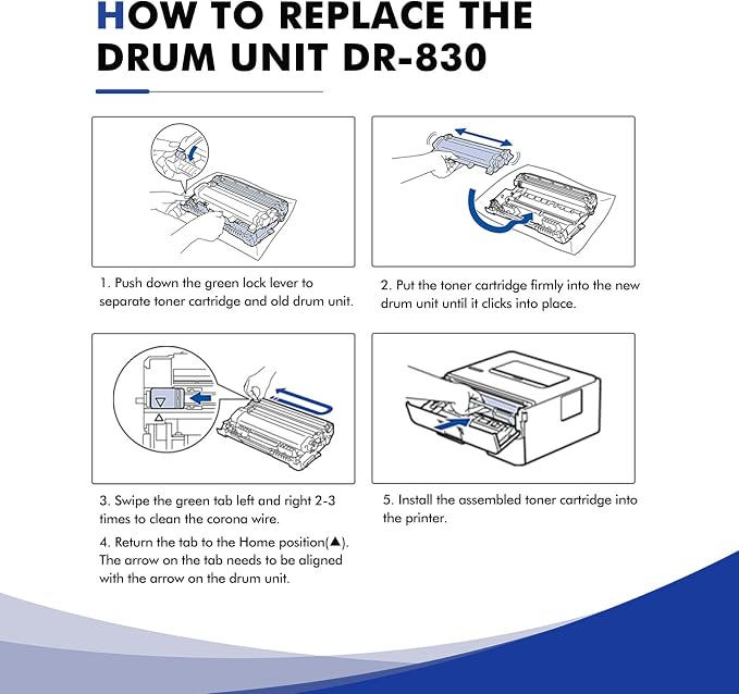 DR830 Drum Unit DR-830 Black 2-Pack Replacement for Brother DR830 DR 830 DR-830 HL-L2400D L2405W L2460DW L2460DWXL L2865DW L2480DW DCP-L2640DW MFC-L2807DW L2820DW L2820DWXL Printer (Not Toner)