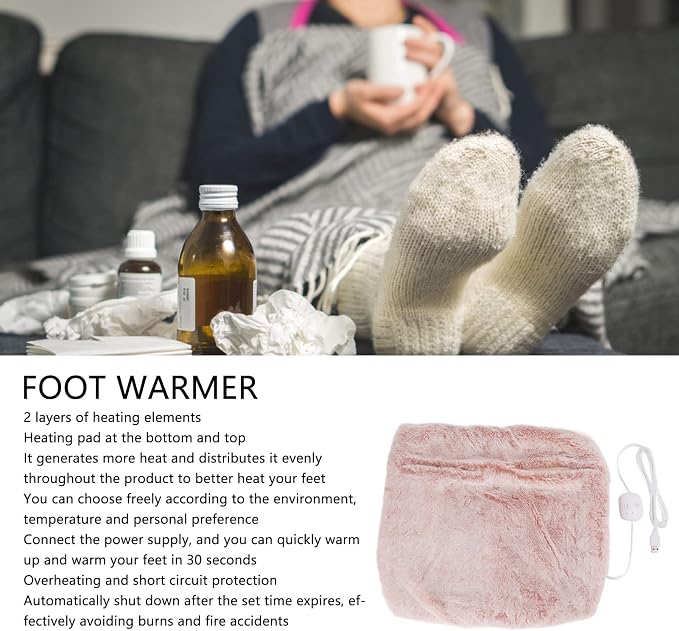 Cozy USB Heated Foot Warmer with Dual - Layer Heating, Safety Features and Machine Washable Fabric for Home & Office Comfort(#1)
