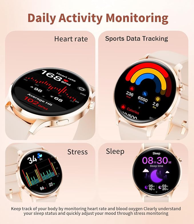 LIGE Smart Watch for Women,1.32" Amoled Display Smart Watch with Bluetooth Call Heart Rate,Sleep Clories Tracker,2 Straps,100+ Sports Modes,Women Smartwatch for Android iOS(FV23-D)
