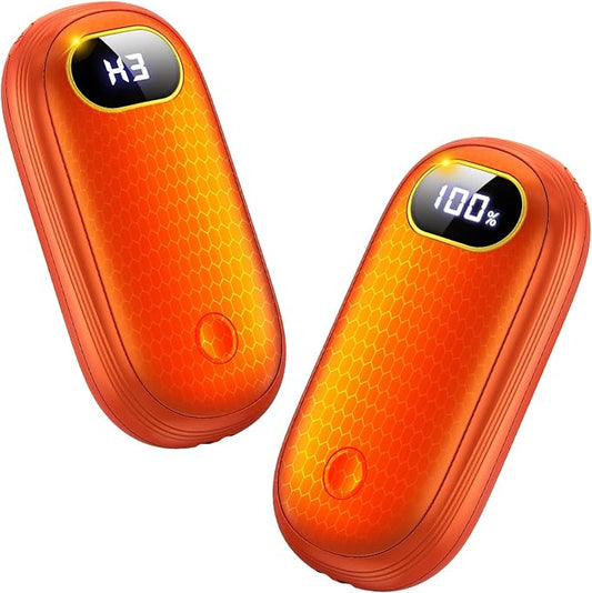 Electric Hand Warmers Rechargeable with Flashlight, LED Display, 17Hrs Warmth, Dual-Side 4 Levels Fast Heating Portable Pocket Heater for Hunting, Camping, Golf, Outdoor, Gifts for Women/Men