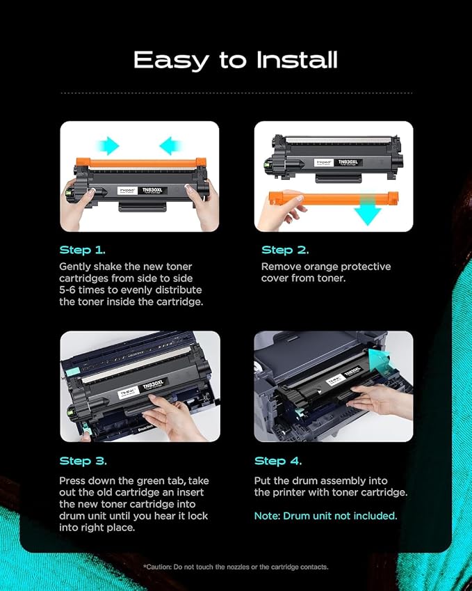 Compatible TN830XL Toner Cartridges Replacement for Brother TN830XL TN830 830 XL Toner Cartridge Compatible with Brother HL-L2460DW DCP-L2640DW HL-L2400D HL-L2405W MFC-L2820DW Printers (2 Black)