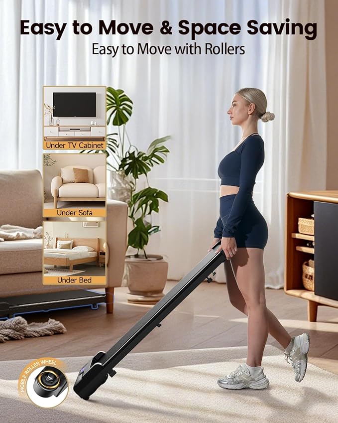 𝐖𝐚𝐥𝐤𝐢𝐧𝐠 𝐏𝐚𝐝 𝐓𝐫𝐞𝐚𝐝𝐦𝐢𝐥𝐥 𝐟𝐨𝐫 𝐇𝐨𝐦𝐞 - Under Desk Treadmills Portable Mini Walking Pads Compact Walk Pad for Small Spaces Office Indoor Apartment Floor Flat Running Machine