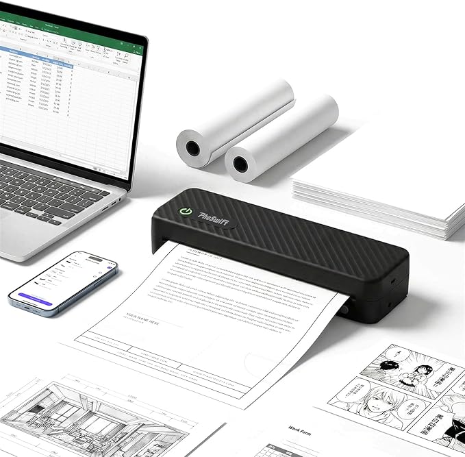 Portable Thermal Printer for Laptop, and 100 Sheets Thermal Paper