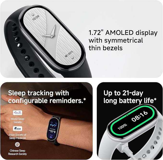 XIAOMI Mi Smart Watch Band 10, 5ATM Waterproof Fitness Step Tracker Sports Digital Smart Watch Health Band for Men Women, 1.72" AMOLED Display, 150+ Sports Modes 24/7 Sleep Monitor (Ceramic Edition)
