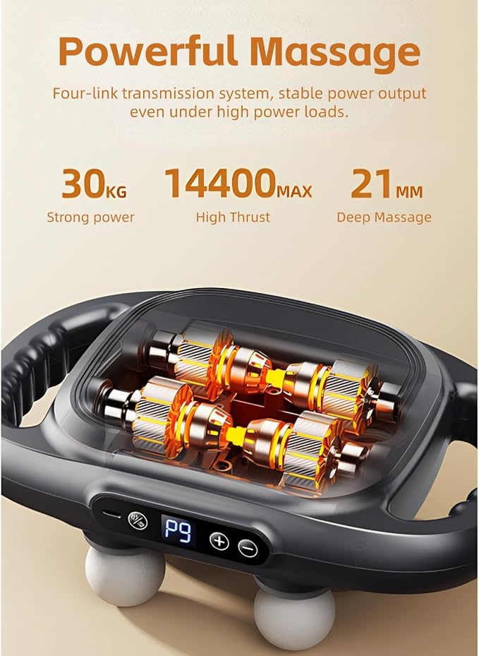 Yoidesu 6 Head Muscle Massager High Frequency Vibration Deep Tissue Massager 9 Modes 9 Levels Electric Body Massager with 2000mAh Battery for Home Gym Neck Hip and Thighs