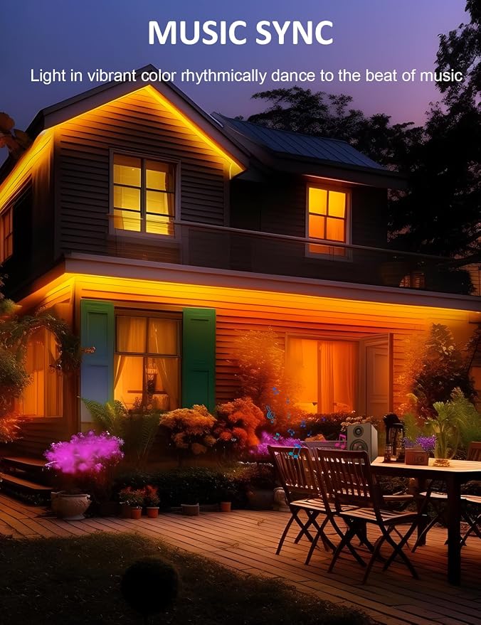 100ft Outdoor Led Strip Lights Waterproof, 480 LEDs Dimmable Outdoor Led Lights with APP and Remote, Music Sync Timing Function RGB Strip Lights for Garden, Pool and Balcony