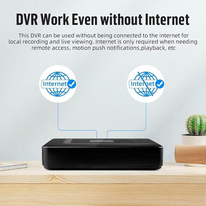 8 Channel Security DVR Recorder with 500G HDD, 8CH Hybrid 6-in-1 CCTV DVR for Surveillance Camera, Supports 8CH Analog Cameras, DVR for Security Camera Home Surveillance System, Mobile APP & PC Remote