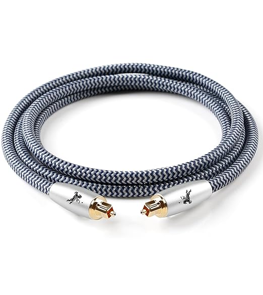Premium Fiber Optic Audio Cable 6.5ft (2m) | Toslink S/PDIF | 24K Gold-Plated | Glass Core | for Soundbars, TVs, PS5, Xbox
