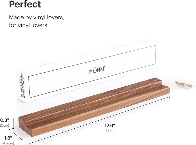 Vinyl Record Shelf - A Display Ledge Made of Solid Walnut - A Wall Mount for Your Favorite or Now-Playing Records -This Vinyl Record Holder Fits All Records (Walnut)