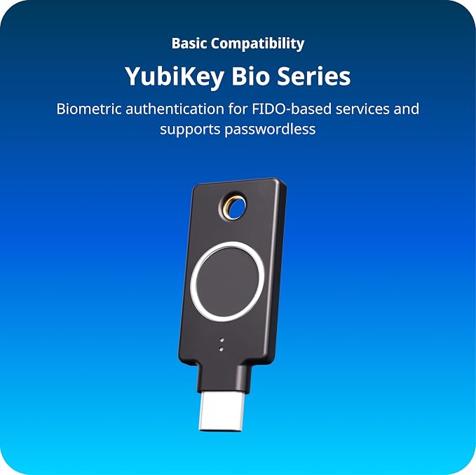 Yubico - YubiKey Bio Series (FIDO Edition) - Multi-Factor authentication (MFA) Security Key and passkey, Connect via USB, Biometric, FIDO Certified - Protect Your Online Accounts (USB A)