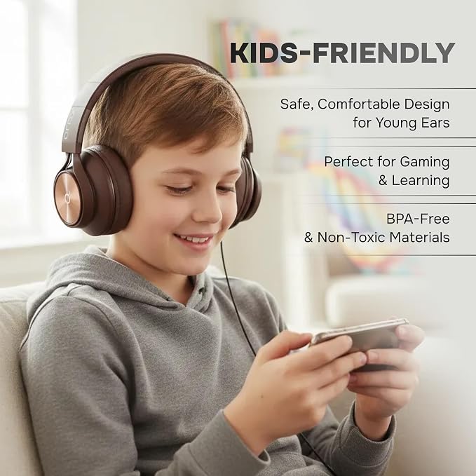 Artix CL750 Adults & Kids Headphones with Cord - Plug-In Over Ear Headphones Wired with Mic and Volume Control, Corded Head phones for Laptop, Computer, Chromebook, Tablet & Smartphone with 3.5mm Jack