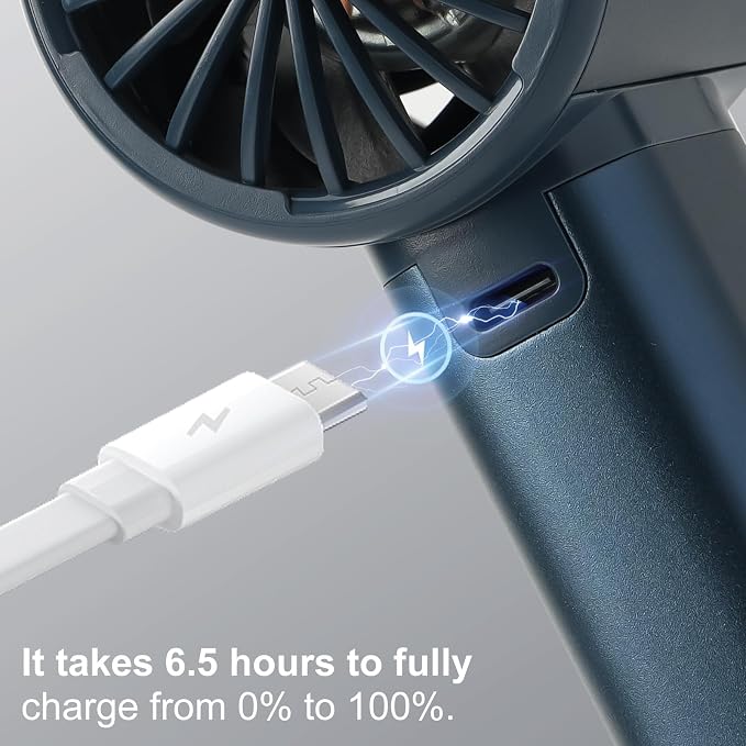 Handheld Turbo Fan with 1-100 Speed - 15H Max Cooling Mini Portable Fan, Metal Personal Air Cooler for Commute and Travel, Gifts for Men and Women, Blue