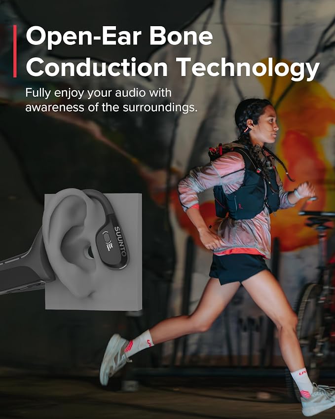 SUUNTO WING - Open ear, bone conduction headphones. Made for sports, waterproof, safety lights, bluetooth