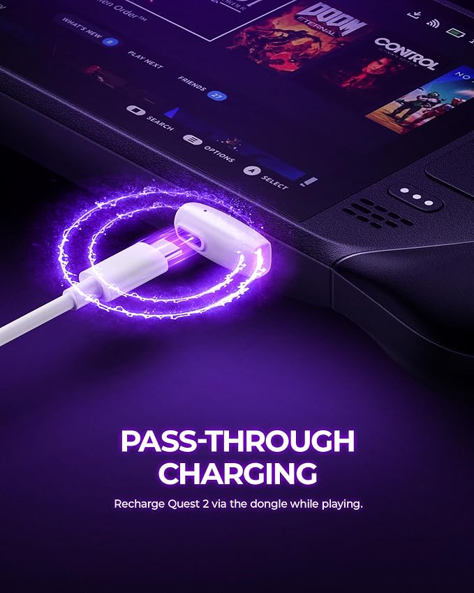 V2 Wireless Gaming Earbuds with 20ms Low Latency, 2.4GHz USB-C Dongle & Bluetooth 5.4 — Designed for Meta Quest 3S, Quest 3, Quest 2, PS5, PS4, PC, Switch, Steam Deck — Noise-Cancelling Mic