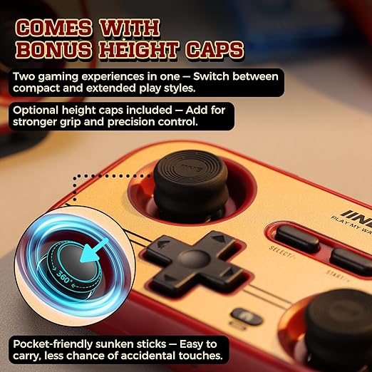 IINE Retro Pocket Game Controller, Wireless Gamepad for Switch/Steam Deck/PC/iOS/Android | Mini Portable Controller with Hall Joystick, 1000Hz Response Rate, Customizable Buttons, 600mAh Battery