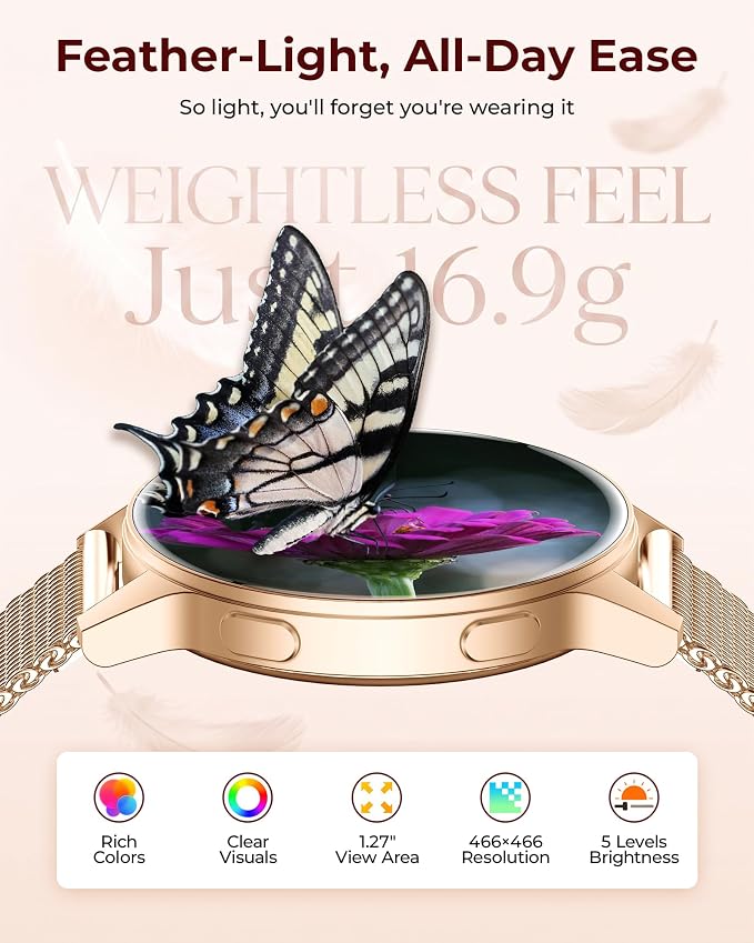 Iaret Smart Watch for Women, 1.27" HD Fitness Tracker with 4 Bands & Necklace Gift Set, Heart Rate SpO2 Sleep Monitor, 120+ Sport Modes, Call & Notifications, Smartwatch for Android iPhone, 40mm