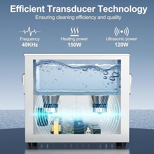 Granbo Ultrasonic Cleaner 3.2L 120W Jewelry Cleaning Ultrasonic Machine 40kHz with Heater Timer and Degassing, 110V Digital Ultrasonic Parts Cleaner for Denture Dental Oral Irrigator Parts Glasses