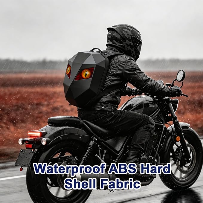 LED Motorcycle Backpack, LED Knight Backpack with App Control Programmable Full Color Screen, Large Capacity Hard Shell Waterproof Helmet/Laptop Backpack