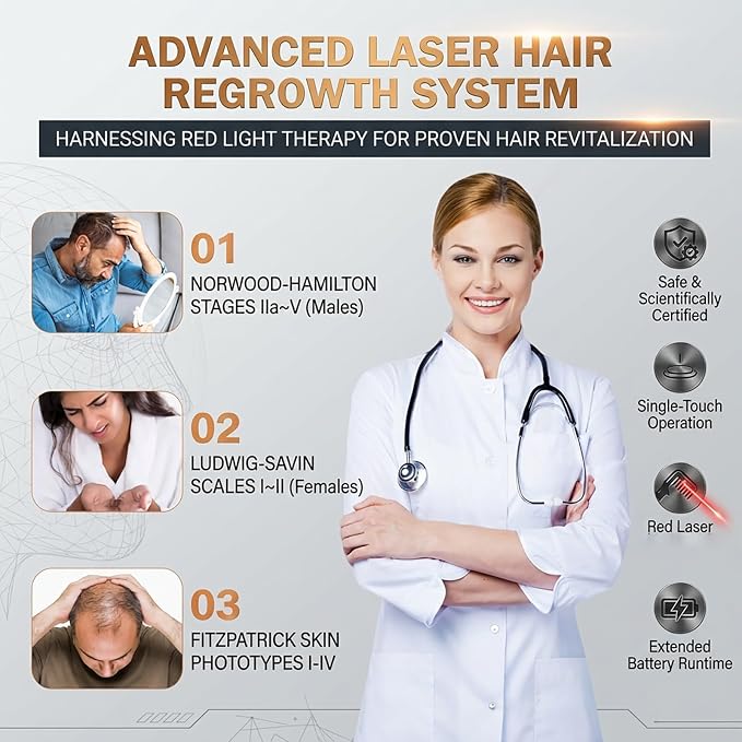 Laser Therapy Hair Growth Comb,red light therapy for hair growth (Pink1) | FDA Cleared laser comb for hair growth,Electric Scalp Massager,promote hair growth in women and men,Wavelength 650nm±10nm