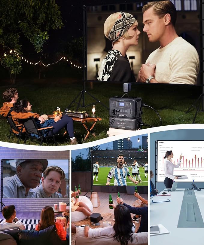 STWUI Projector Screen with Stand - 150 Inch Portable Projector Screens Outdoor Indoor Projector Screen 16:9 4K HD Outdoor Movie Screen with Carry Bag,Enjoy Home Theater Projection Screen