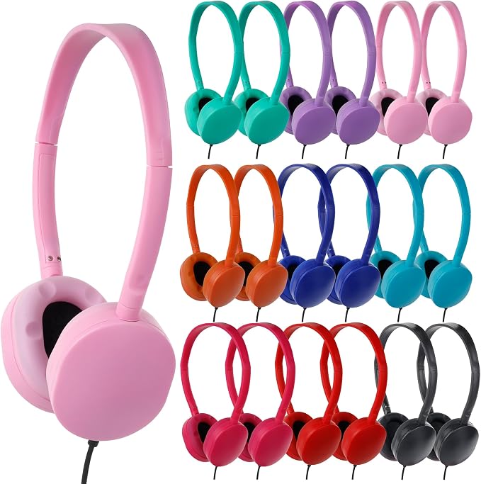 Kids Headphones Bulk 18 Pack for Classroom School,Wired Headphones for Kids Student Boys Girls 3.5mm Jack Mixed Colors