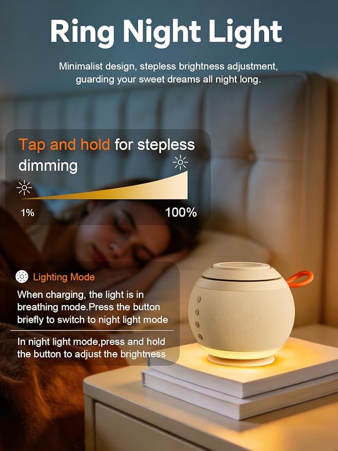 5 in 1 Wireless Charging Station with Bluetooth Speaker and Night Light, Magnetic Fast Charger Stand for iOS Phones, Smartwatch and Wireless Earbuds, Bedside Charging Station, Brown