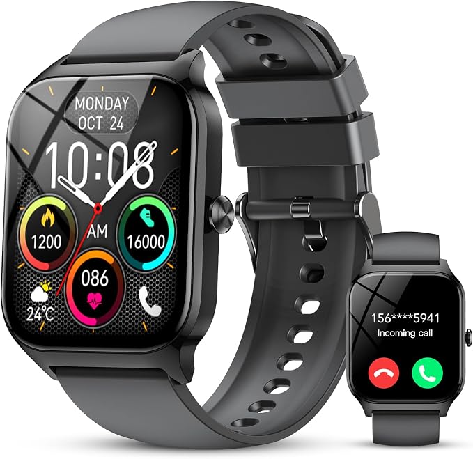 Smart Watch for Men Women,1.85" HD Fitness Tracker with Bluetooth Calls/ AI Voice Control, 120+Sports Modes, 24/7 Heart Rate/Sleep Monitor, Pedometer, Calories, Waterproof Smartwatch for Android iOS