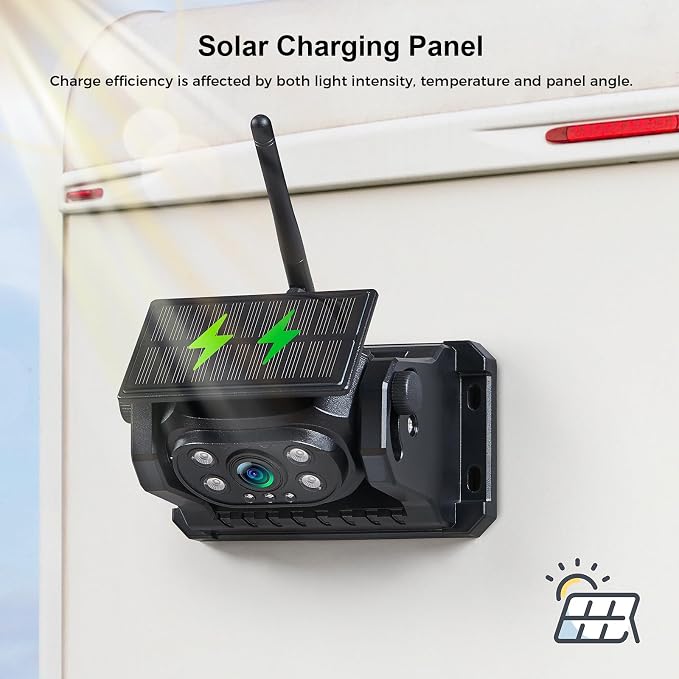 Wireless Magnetic Backup Camera, 15000mAh Battery Powered Rechargeable Waterproof HD Solar Back Up Rear View Bluetooth Hitch Camera with 7 Inch 1080P Monitor System for Car Truck Trailer RV VN003