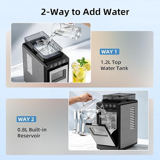 Antarctic Star Ice Maker, Portable Ice Machine with Self-Cleaning Function, 8 Cubes in 6 Mins Fast Countertop Ice Making, Compact Ice Cube Maker for Home, Kitchen, RV, Travel, Stainless Steel