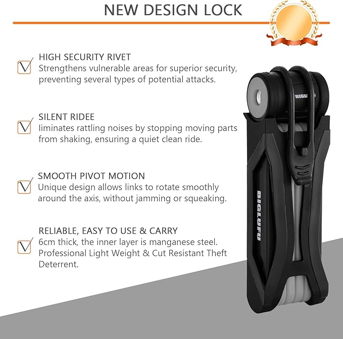 Bike Lock Bicycle Scooter Motorcycle Folding Locks with 4Keys, Fold Chain Heavy Duty Alloy Steel Foldable Lock with Mounting Bracket 2pc Straps, 86cm/34 Unfolding, 1.92 lbs