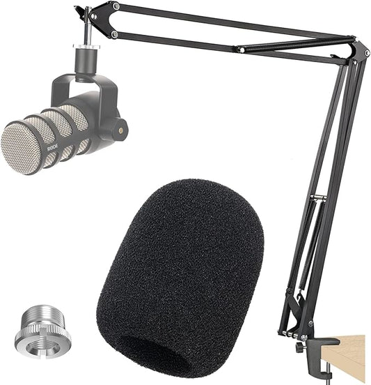 20+18.5in Rode Podmic Stand with Pop Filter, Professional Boom Arm and Windscreen for Rode PodMic Cardioid Dynamic Podcasting Microphone by YOUSHARES