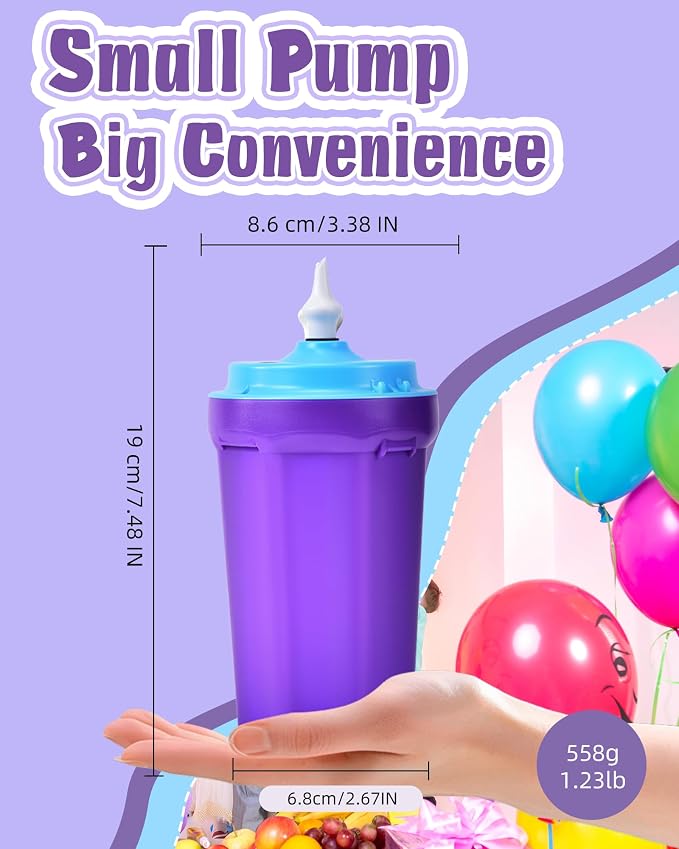 Portable Balloon Pump Electric, Rechargeable Cordless Balloon Pump Inflator for All Balloons, Latex 260q Foil Mylar Balloon Inflation, Quick-Fill Inflator& Deflator for Inflatables,Purple & Blue