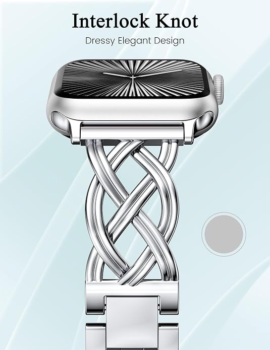 TOYOUTHS Dressy Bracelet Compatible with Apple Watch Bands 38/40/41/42/44/45/46/49mm Women, Celtic Stainless Steel Metal Fancy Nice Pretty Strap for iWatch Series 11 10 9 8 7 6 5 4 Ultra/SE 3 2 1