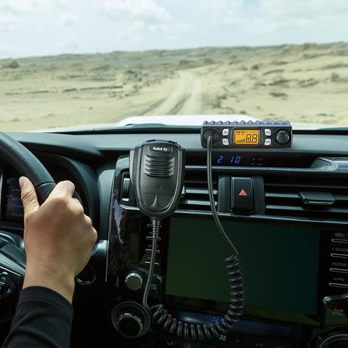 Radioddity CB-27 Pro CB Radio 40-Channel Mini Mobile with AM FM Instant Emergency Channel 9/19, 4W Power Output, LCD Display, VOX, RF Gain, and Handheld Mic