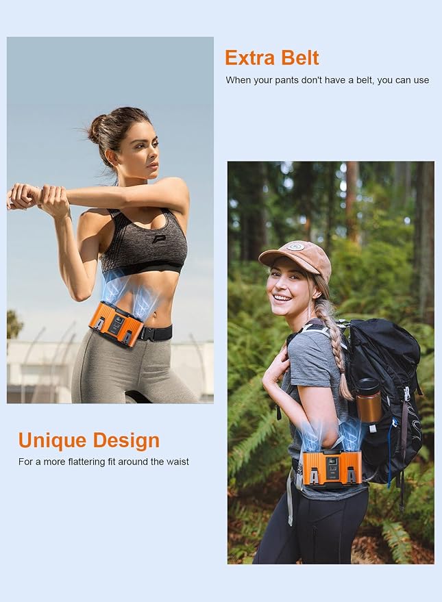 20000mAh Rechargeable Waist Fan, 20000RPM Portable Belt Fan with 10 Speeds, 40H Runtime, 130° Wide Airflow Clip-On Cooling Fan for Outdoor Work, Construction & Camping(Oange)