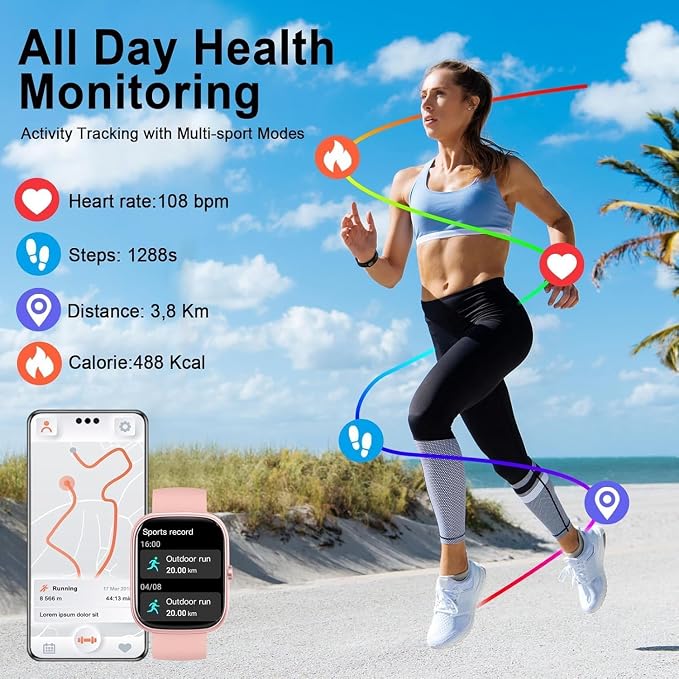 Smart Watch 2026 NEW 1.91" Smartwatch for Men Women(Answer/Make Call),Fitness Watch with 110+ Sport Modes, Reloj Inteligente with Sleep Monitor/Heart Rate/Step/Calories/IP68,for Android iOS, Gold Pink