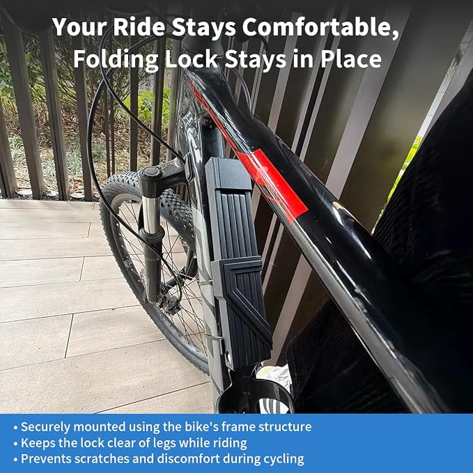 Folding Bike Chain Lock with Key for High Security, Heavy Duty Bicycle Lock with Solid Links for Bike, E-Bike, Scooter and Electric Scooter, Portable and Adjustable Design