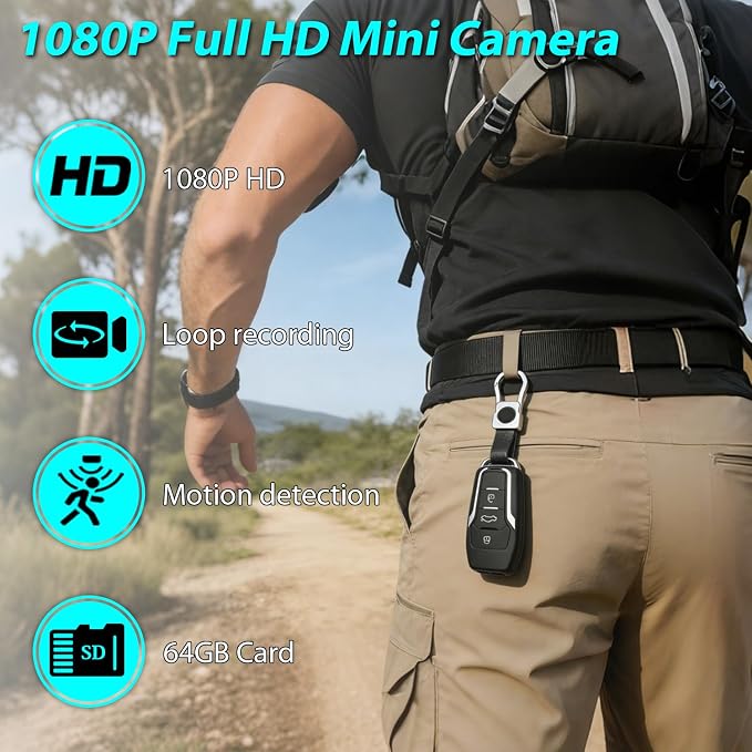 Mini Video Camera, 1080P Portable Surveillance Camera with Motion Detection Home Security Camera for Outdoor Home and Office (64, GB)