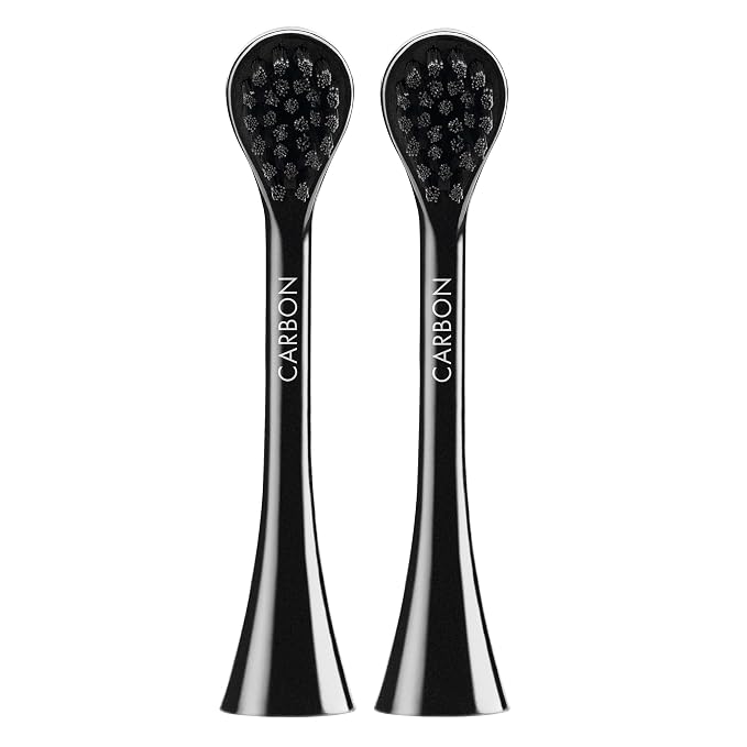 Curaprox Hydrosonic Brush Heads Black is White Carbon Duo – for Effective Plaque Removal & Whitening | Sonic Toothbrush Replacement Heads, 2-Pack | Swiss Made