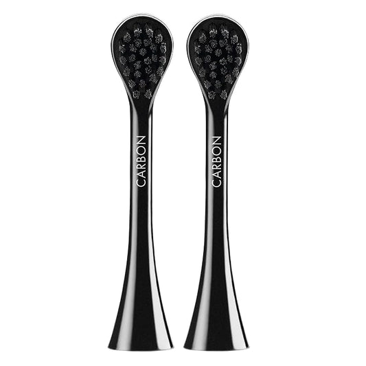 Curaprox Hydrosonic Brush Heads Black is White Carbon Duo – for Effective Plaque Removal & Whitening | Sonic Toothbrush Replacement Heads, 2-Pack | Swiss Made