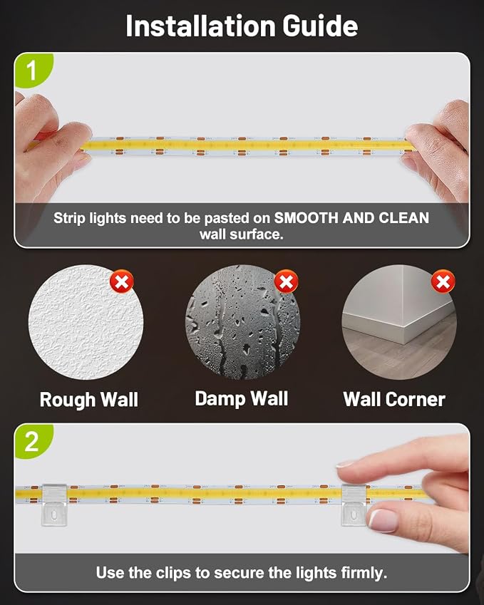 COB LED Strip Lights 32.8ft, Dimmable White CCT Tunable 2300K-6500K, DC 24V High Lumen Cuttable LED Tape Light, 6080 LED 48W CRI 90, APP Remote Control, Music Mode, For Home DIY, Living Room, Bedroom