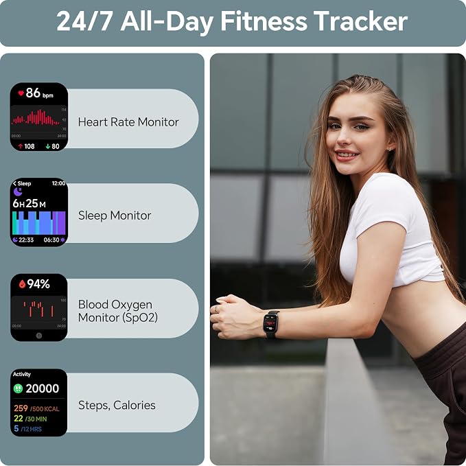 Smart Watch for Men Women, 1.85" HD Smartwatch for iPhone/Samsung/Android (Answer/Make), Fitness Tracker with Heart Rate/Sleep/SpO2 Monitor, Smart Watches 3ATM Waterproof 120+ Sport Modes, Alexa