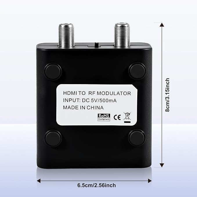 HDMI to RF Modulator, HDM61 VHF HDMI to RF Converter Adapter for TV NTSC Format Output, 1080P PLL Control for Home TV Game Console
