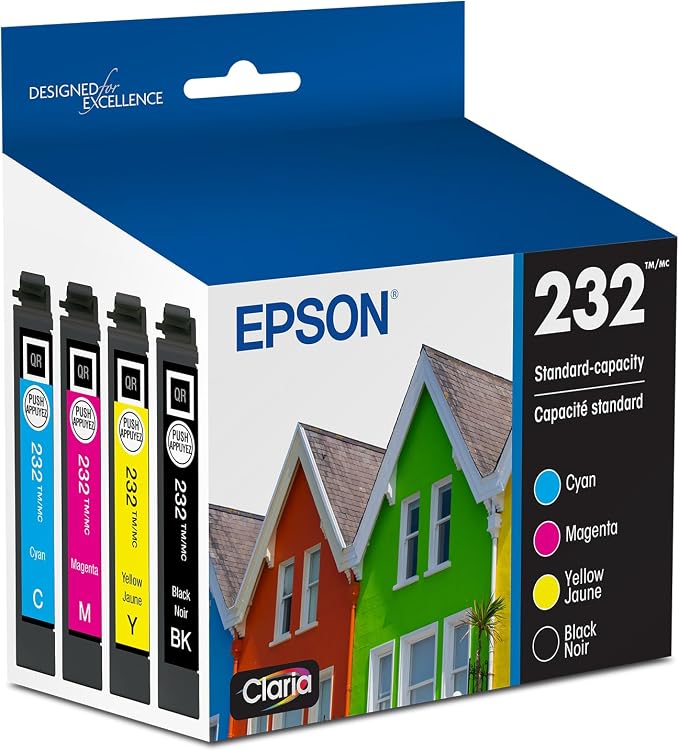 EPSON 232 Claria Ink Standard Capacity Black & Color Cartridge Combo Pack (T232120-BCS) Works with WorkForce WF-2930 ,2950 and Expression XP-4200, 4205