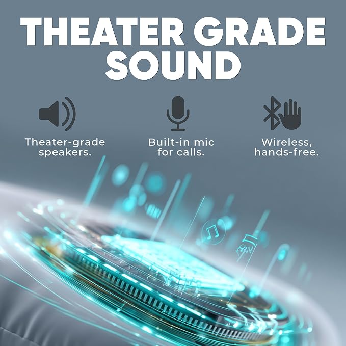 Bluetooth Music Neck Pillow Plus+ Thicker Support Wireless Bluetooth Speaker Suitable Airplane,Train,Car,Office,Outdoor Camping for Sleeping, Resting The Best Travel Essentials. (Dark Gray)